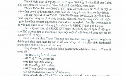 Thông báo người lao động hoàn thành quá trình thực hành tại Bệnh viện tháng 2 năm 2026